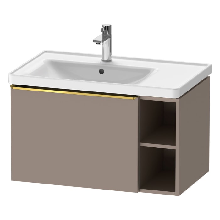 Duravit D-Neo Waschtischunterbau 78,4 x 44 cm, 1 Auszug und rechts offene Fächer, Griff gold poliert