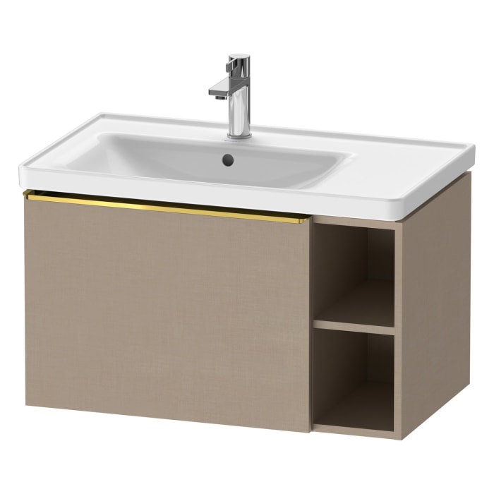 Duravit D-Neo Waschtischunterbau 78,4 x 44 cm, 1 Auszug und rechts offene Fächer, Griff gold poliert