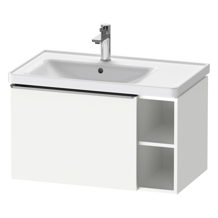 Duravit D-Neo Waschtischunterbau 78,4 x 44 cm, 1 Auszug und rechts offene Fächer, Griff edelstahl gebürstet