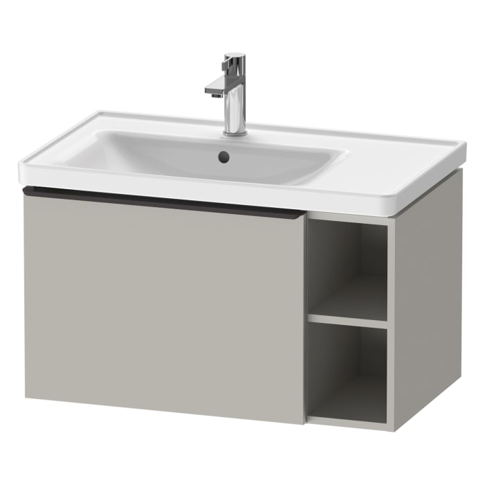 Duravit D-Neo Waschtischunterbau 78,4 x 44 cm, 1 Auszug und rechts offene Fächer, Griff diamantschwarz