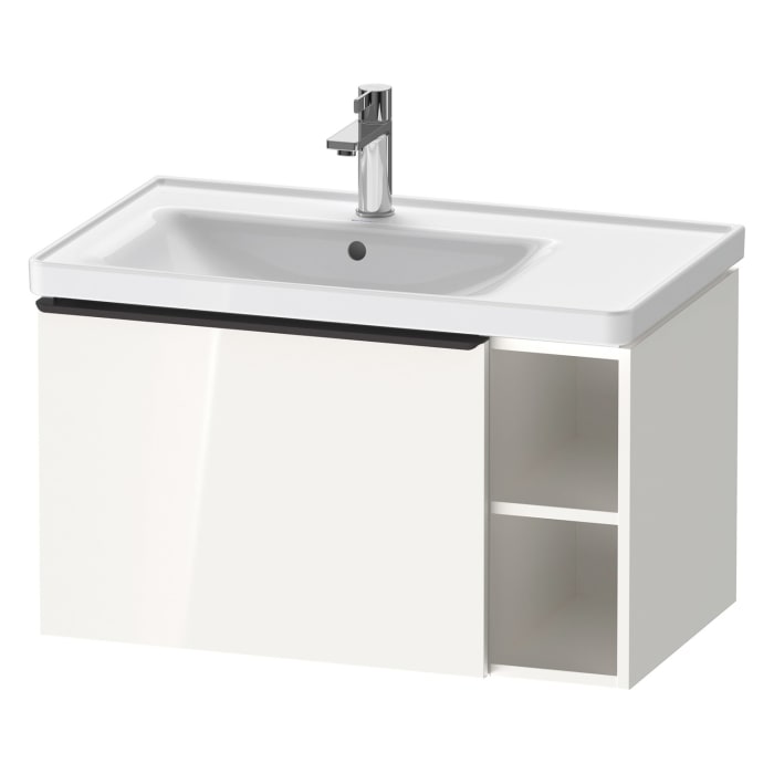 Duravit D-Neo Waschtischunterbau 78,4 x 44 cm, 1 Auszug und rechts offene Fächer, Griff diamantschwarz