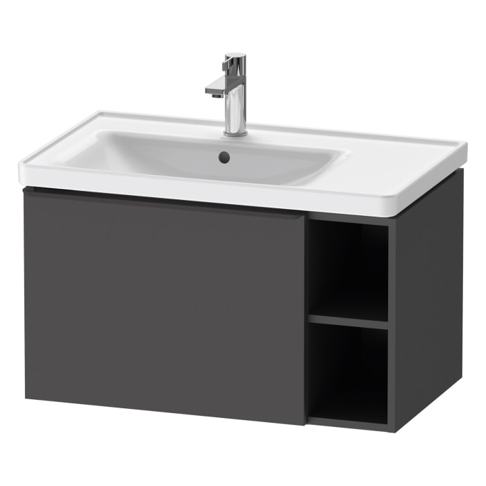 Duravit D-Neo Waschtischunterbau 78,4 x 44 cm, 1 Auszug und rechts offene Fächer, Griff diamantschwarz