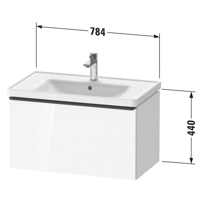 Duravit D-Neo Waschtischunterbau 78,4 x 44 cm, 1 Auszug, Griff bronze gebürstet