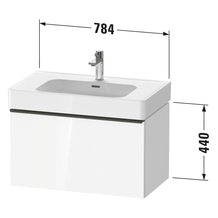 Duravit D-Neo Waschtischunterbau 78,4 x 44 cm, 1 Auszug, Griff diamantschwarz