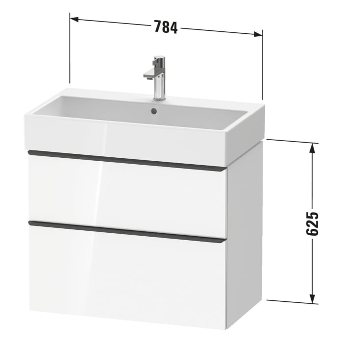 Duravit D-Neo Waschtischunterbau 78,4 x 62,5 cm, 2 Auszüge, Griff chrom