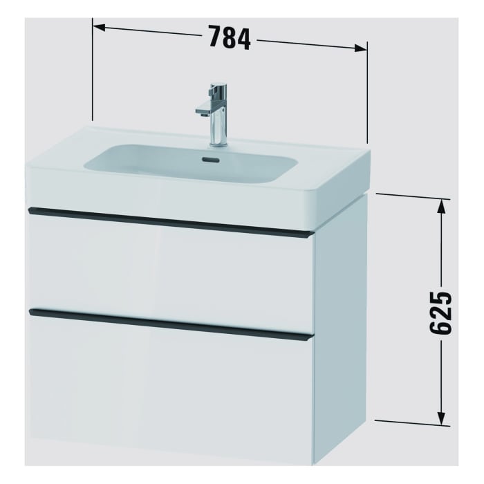 Duravit D-Neo Waschtischunterbau 78,4 x 62,5 cm, 2 Auszüge, Griff diamantschwarz