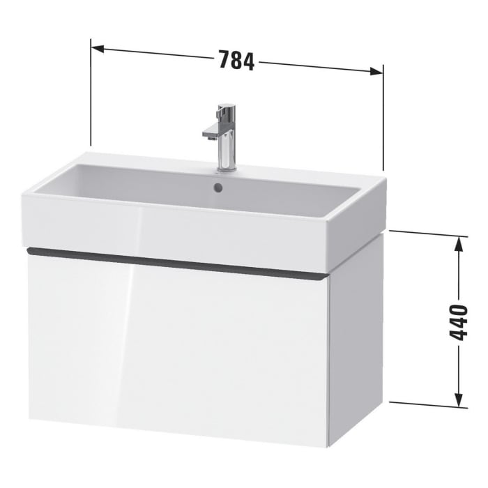 Duravit D-Neo Waschtischunterbau 78,4 x 44 cm, 1 Auszug, Griff diamantschwarz