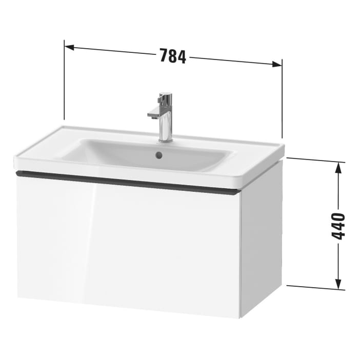 Duravit D-Neo Waschtischunterbau 78,4 x 44 cm, 1 Auszug, Griff edelstahl gebürstet