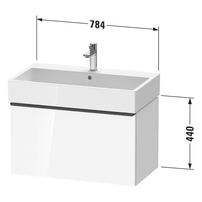 Duravit D-Neo Waschtischunterbau 78,4 x 44 cm, 1 Auszug, Griff diamantschwarz