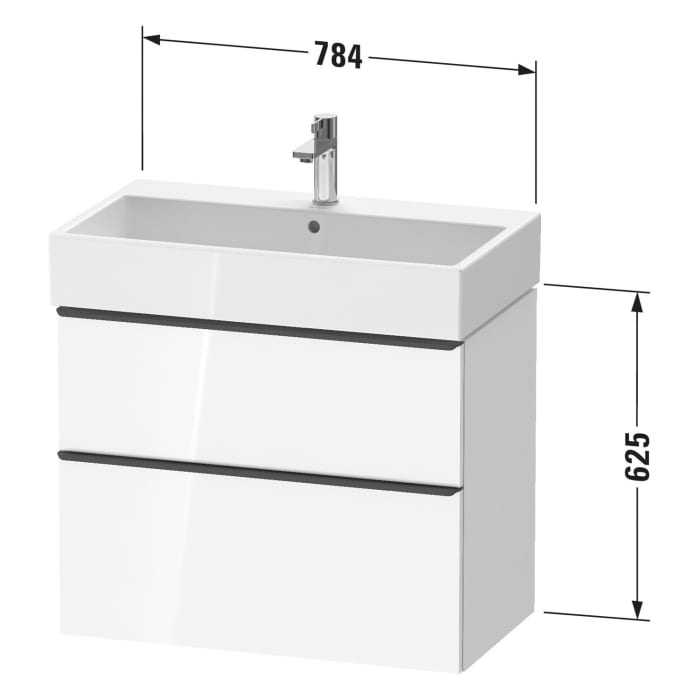 Duravit D-Neo Waschtischunterbau 78,4 x 62,5 cm, 2 Auszüge, Griff chrom