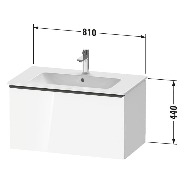 Duravit D-Neo Waschtischunterbau 81 x 44 cm, 1 Auszug, Griff gold poliert