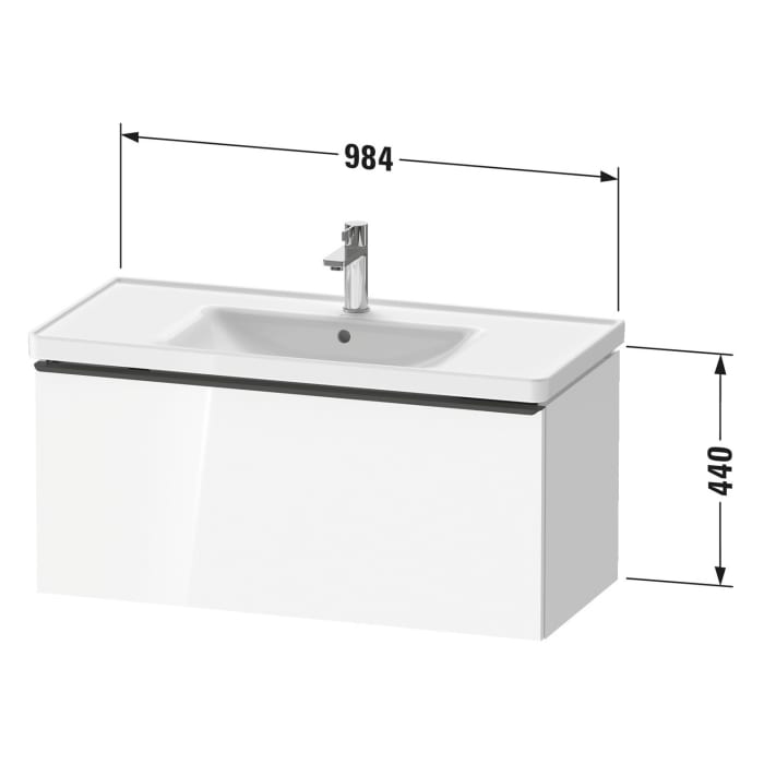 Duravit D-Neo Waschtischunterbau 98,4 x 44 cm, 1 Auszug, Griff chrom