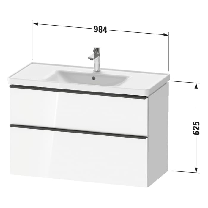 Duravit D-Neo Waschtischunterbau 98,4 x 62,5 cm, 2 Auszüge, Griff chrom