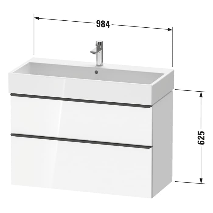 Duravit D-Neo Waschtischunterbau 98,4 x 62,5 cm, 2 Auszüge, Griff edelstahl gebürstet