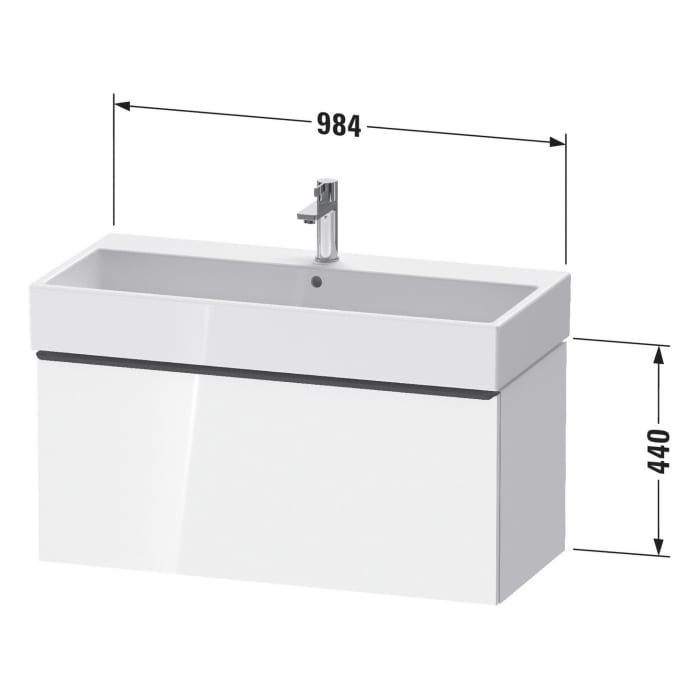 Duravit D-Neo Waschtischunterbau 98,4 x 44 cm, 1 Auszug, Griff bronze gebürstet