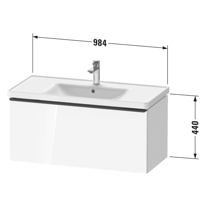 Duravit D-Neo Waschtischunterbau 98,4 x 44 cm, 1 Auszug, Griff gold poliert