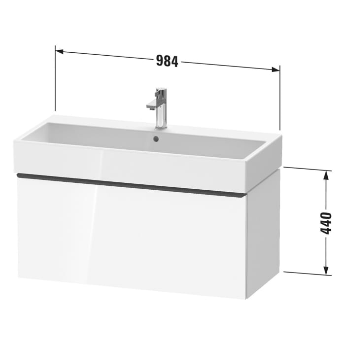 Duravit D-Neo Waschtischunterbau 98,4 x 44 cm, 1 Auszug, Griff gold poliert