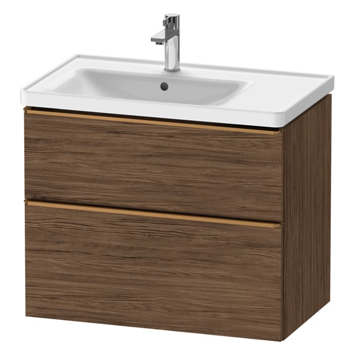 Duravit D-Neo Waschtischunterbau für Becken links 78,4 x 62,5 cm, 2 Auszüge, Griff bronze gebürstet