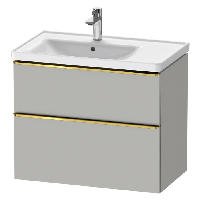 Duravit D-Neo Waschtischunterbau für Becken links 78,4 x 62,5 cm, 2 Auszüge, Griff gold poliert