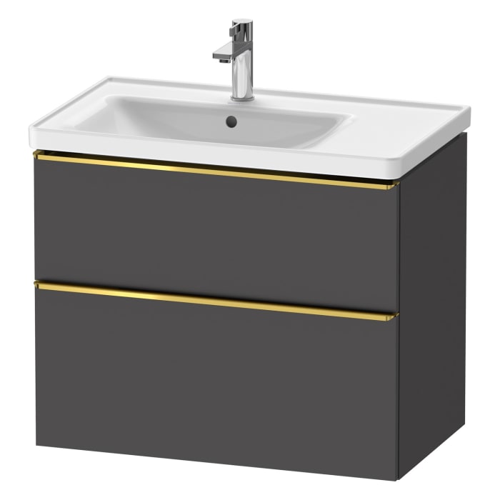 Duravit D-Neo Waschtischunterbau für Becken links 78,4 x 62,5 cm, 2 Auszüge, Griff gold poliert