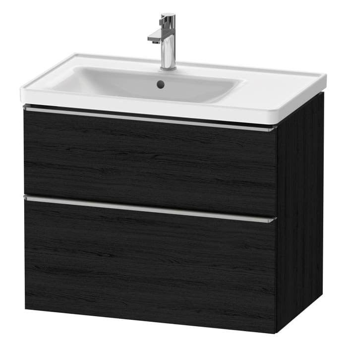 Duravit D-Neo Waschtischunterbau für Becken links 78,4 x 62,5 cm, 2 Auszüge, Griff edelstahl gebürstet