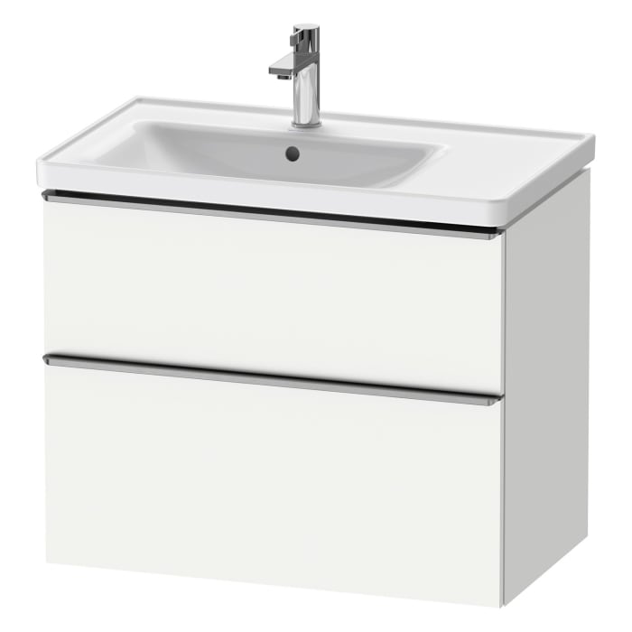 Duravit D-Neo Waschtischunterbau für Becken links 78,4 x 62,5 cm, 2 Auszüge, Griff edelstahl gebürstet