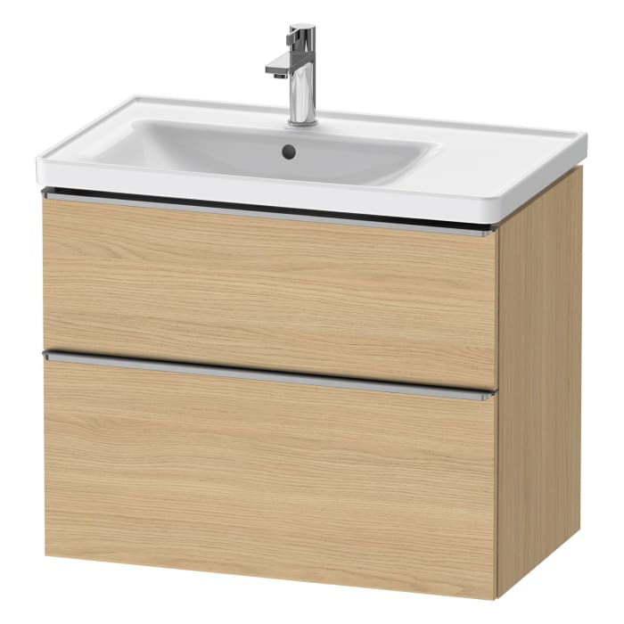Duravit D-Neo Waschtischunterbau für Becken links 78,4 x 62,5 cm, 2 Auszüge, Griff edelstahl gebürstet