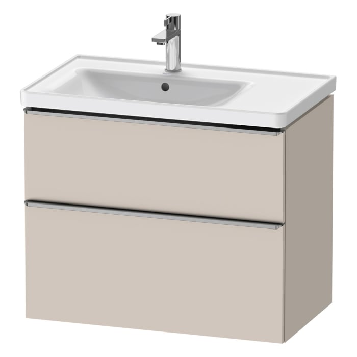 Duravit D-Neo Waschtischunterbau für Becken links 78,4 x 62,5 cm, 2 Auszüge, Griff edelstahl gebürstet