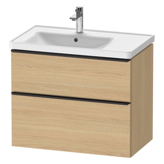 Duravit D-Neo Waschtischunterbau für Becken links 78,4 x 62,5 cm, 2 Auszüge, Griff diamantschwarz