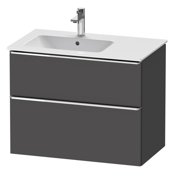 Duravit D-Neo Waschtischunterbau für Becken links 81 x 62,5 cm, 2 Auszüge, Griff chrom