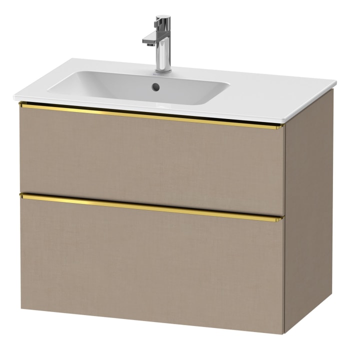 Duravit D-Neo Waschtischunterbau für Becken links 81 x 62,5 cm, 2 Auszüge, Griff gold poliert