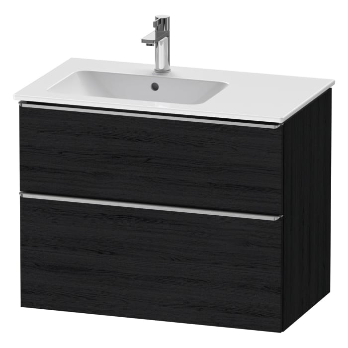 Duravit D-Neo Waschtischunterbau für Becken links 81 x 62,5 cm, 2 Auszüge, Griff edelstahl gebürstet