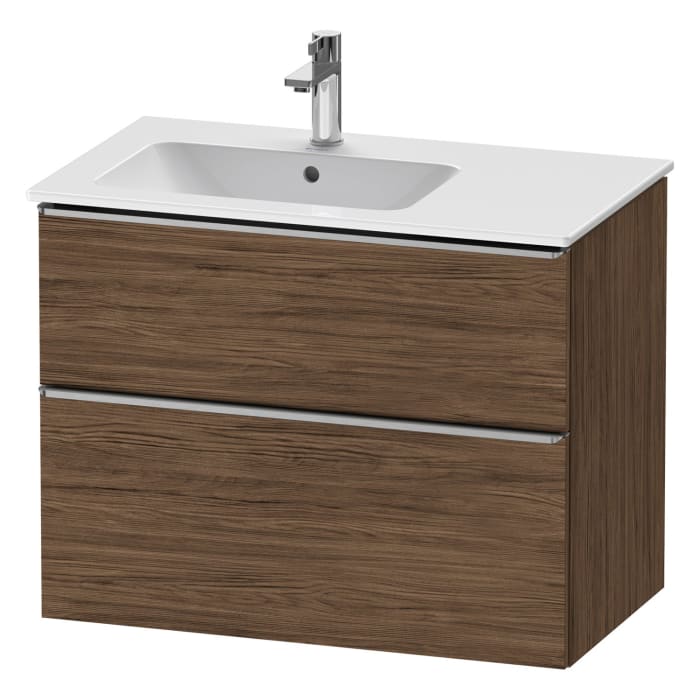 Duravit D-Neo Waschtischunterbau für Becken links 81 x 62,5 cm, 2 Auszüge, Griff edelstahl gebürstet