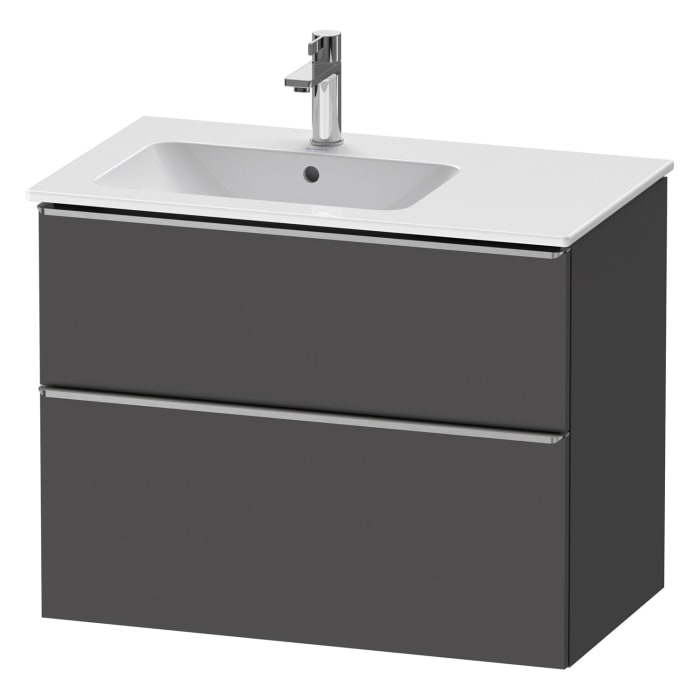Duravit D-Neo Waschtischunterbau für Becken links 81 x 62,5 cm, 2 Auszüge, Griff edelstahl gebürstet