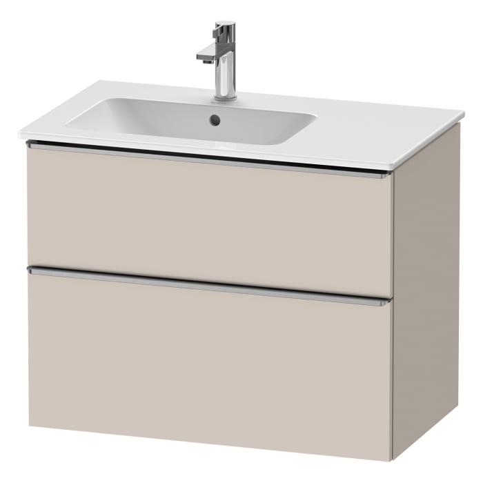 Duravit D-Neo Waschtischunterbau für Becken links 81 x 62,5 cm, 2 Auszüge, Griff edelstahl gebürstet