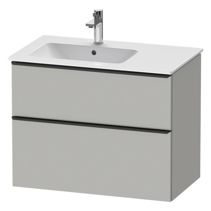 Duravit D-Neo Waschtischunterbau für Becken links 81 x 62,5 cm, 2 Auszüge, Griff diamantschwarz