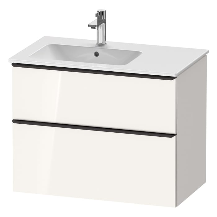Duravit D-Neo Waschtischunterbau für Becken links 81 x 62,5 cm, 2 Auszüge, Griff diamantschwarz