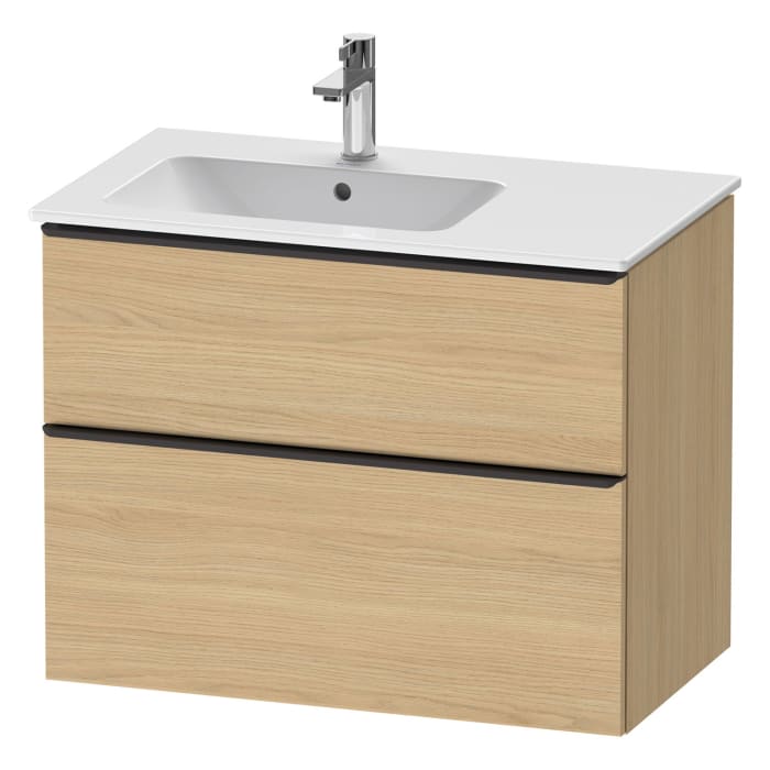 Duravit D-Neo Waschtischunterbau für Becken links 81 x 62,5 cm, 2 Auszüge, Griff diamantschwarz