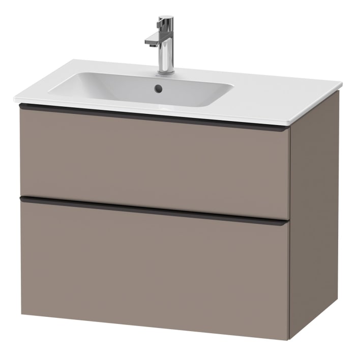 Duravit D-Neo Waschtischunterbau für Becken links 81 x 62,5 cm, 2 Auszüge, Griff diamantschwarz