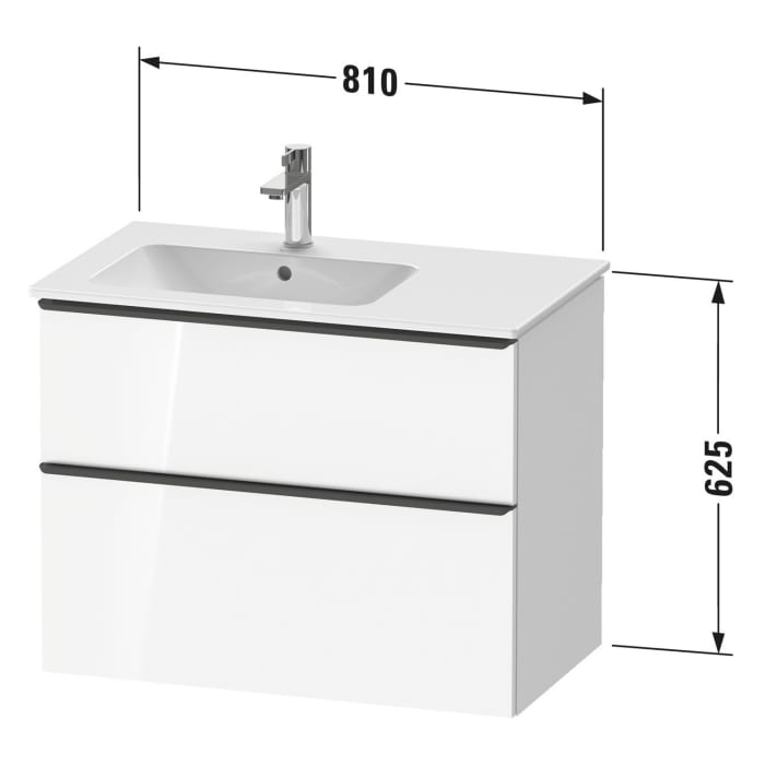 Duravit D-Neo Waschtischunterbau für Becken links 81 x 62,5 cm, 2 Auszüge, Griff bronze gebürstet