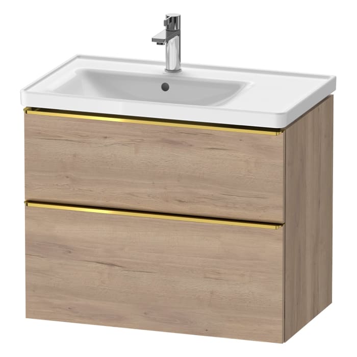 Duravit D-Neo Waschtischunterbau für Becken links 78,4 x 62,5 cm, 2 Auszüge, Griff gold poliert
