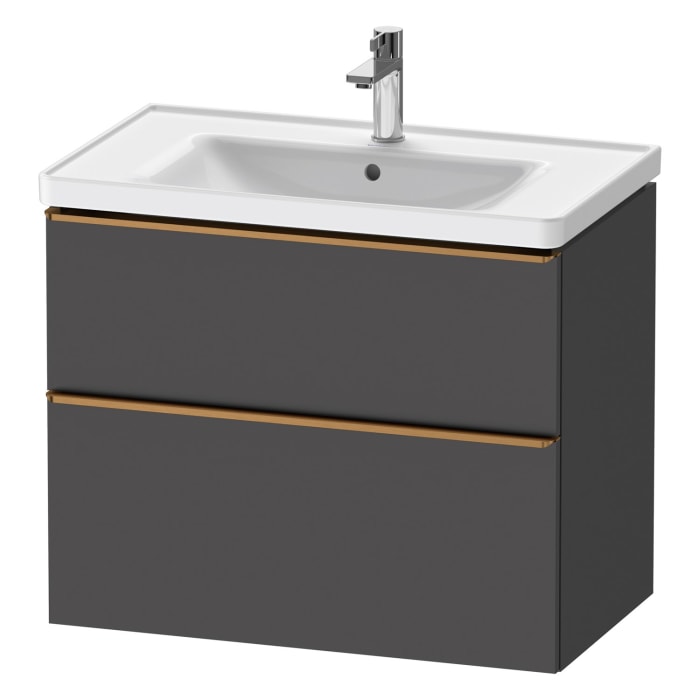 Duravit D-Neo Waschtischunterbau für Becken mittig 78,4 x 62,5 cm, 2 Auszüge, Griff bronze gebürstet