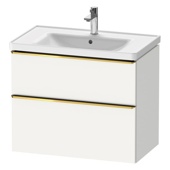 Duravit D-Neo Waschtischunterbau für Becken mittig 78,4 x 62,5 cm, 2 Auszüge, Griff gold poliert