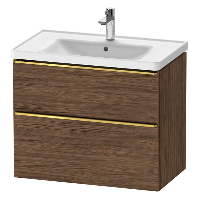 Duravit D-Neo Waschtischunterbau für Becken mittig 78,4 x 62,5 cm, 2 Auszüge, Griff gold poliert