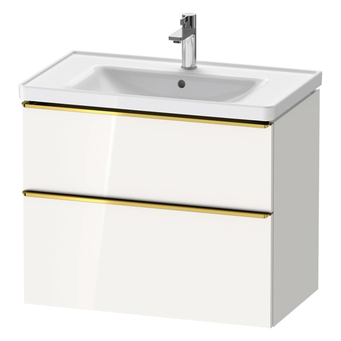 Duravit D-Neo Waschtischunterbau für Becken mittig 78,4 x 62,5 cm, 2 Auszüge, Griff gold poliert
