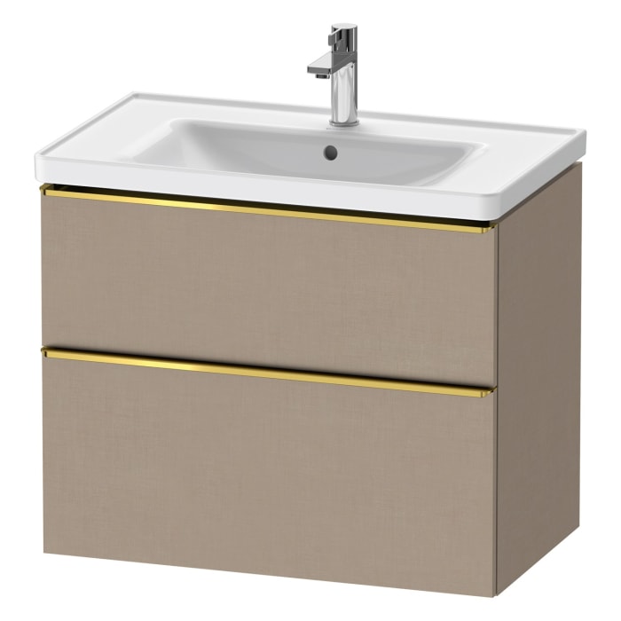 Duravit D-Neo Waschtischunterbau für Becken mittig 78,4 x 62,5 cm, 2 Auszüge, Griff gold poliert