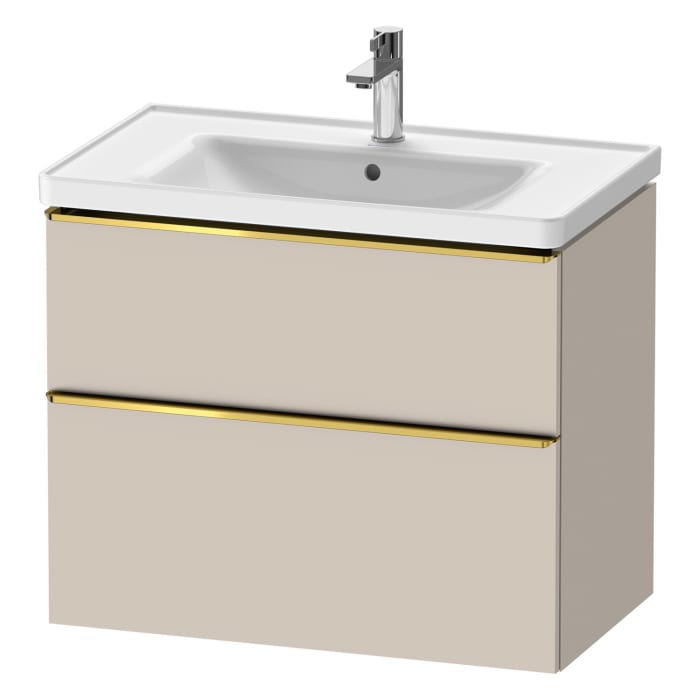 Duravit D-Neo Waschtischunterbau für Becken mittig 78,4 x 62,5 cm, 2 Auszüge, Griff gold poliert