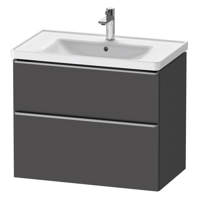 Duravit D-Neo Waschtischunterbau für Becken mittig 78,4 x 62,5 cm, 2 Auszüge, Griff edelstahl gebürstet