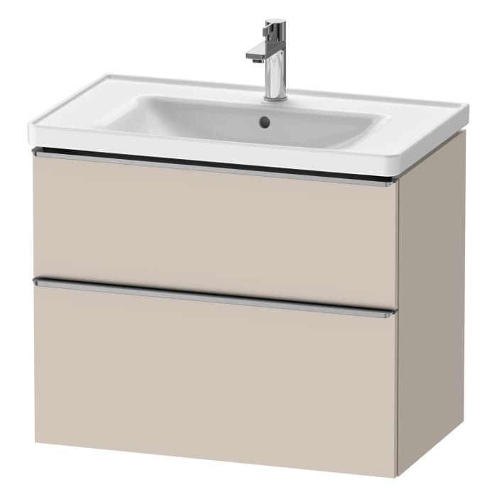 Duravit D-Neo Waschtischunterbau für Becken mittig 78,4 x 62,5 cm, 2 Auszüge, Griff edelstahl gebürstet