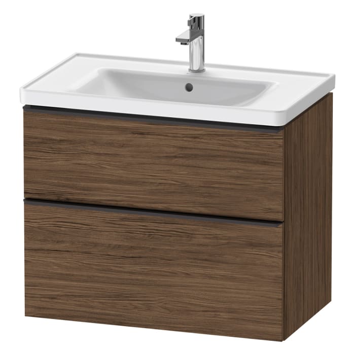Duravit D-Neo Waschtischunterbau für Becken mittig 78,4 x 62,5 cm, 2 Auszüge, Griff diamantschwarz